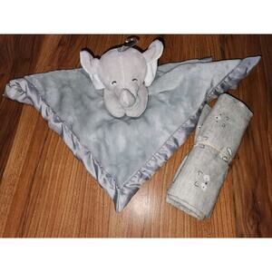 Carters Gray Elephant Baby Lovey Plush Security & Receiving Blanket Bundle 4760